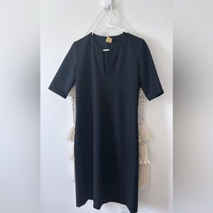 APC Rue De Fleurus Paris Wool Sheath Cocktail Dress V/Neck 3/4 Sleeves EU 38